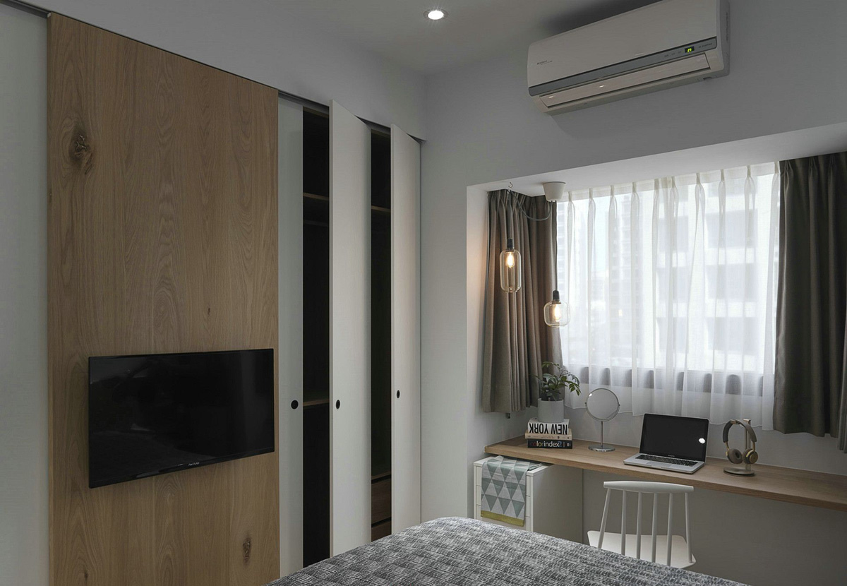 北欧风情 极简浪漫卧室空间 可移动电视墙